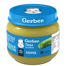 Овочеве пюре Gerber Кабачок, 6 міс., 80 г Овочеве пюре Gerber Кабачок, 6 міс., 80 г