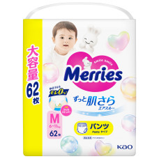 Підгузки-трусики Merries, розмір M, 6-11 кг, 62 шт.