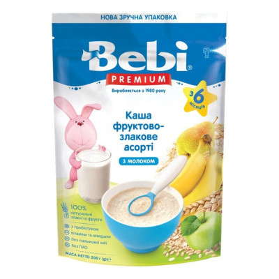 Каша молочна Bebi Premium Фруктово-злакове асорті, з 6 міс., 200 г в Ровном Каша молочна Bebi Premium Фруктово-злакове асорті, з 6 міс., 200 г в Ровном