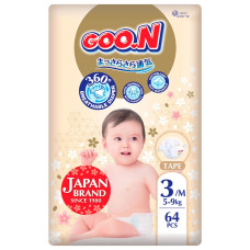 Підгузки Goo.N Premium Soft, розмір 3/M, 5-9 кг, 64 шт.