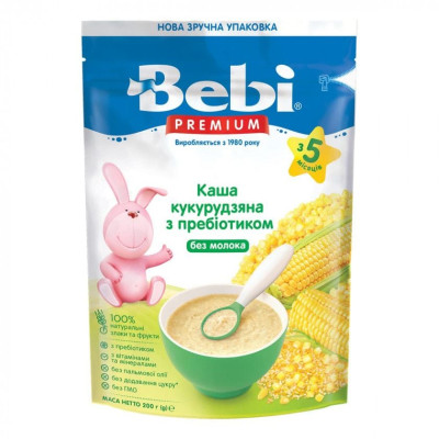 Каша безмолочна Bebi Premium Кукурудзяна з пребіотиком, з 5 міс., 200 г в Тернополе Каша безмолочна Bebi Premium Кукурудзяна з пребіотиком, з 5 міс., 200 г в Тернополе