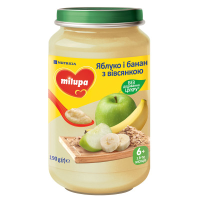 Фруктове пюре Milupa Яблуко і банан з вівсянкою, з 6 міс., 190 г в Ровном Фруктове пюре Milupa Яблуко і банан з вівсянкою, з 6 міс., 190 г в Ровном