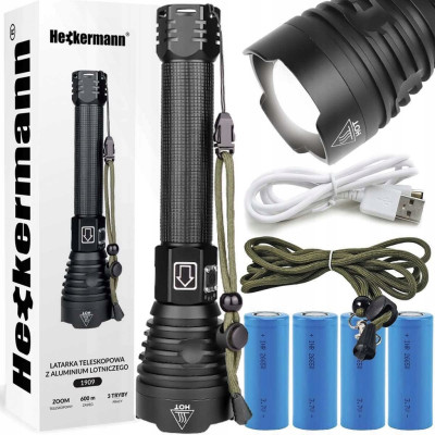 Мощный тактический фонарик Heckermann XHP90 Zoom 5000mAH в Черновцах