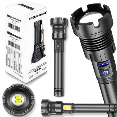 Мощный тактический фонарик Heckermann 1690 LED ZOOM USB 5000mAH 2500 lm в Черновцах